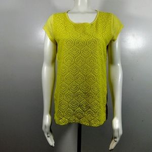 Liz Claiborne Yellow Short-sleeve Blouse
